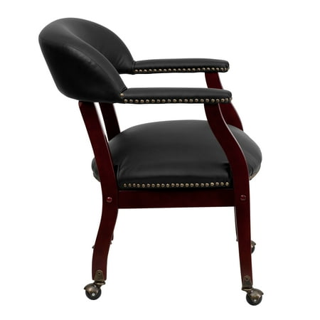 Flash Furniture Diamond Black LeatherSoft Conference Chair with Accent Nail Trim and Casters