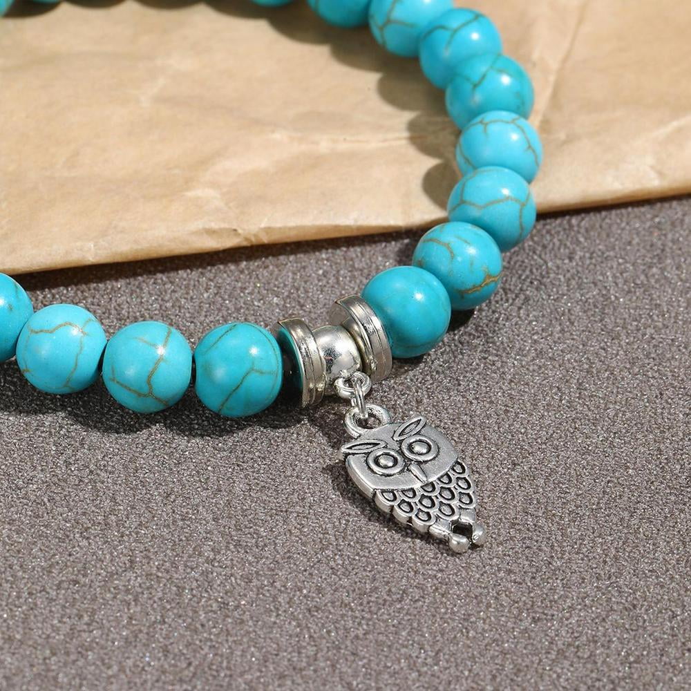 Natural Turquoise Bracelet,Turquoise Labradorite Stretch Bracelet,December  Birthstone Bracelet,Yoga Bracelet, Healing gemstone Bracelet