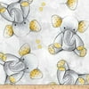 David Textiles Sleepytime Elephants Antipill Fleece 60'' Grey Fabric
