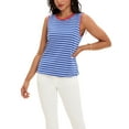 thumbnail image 2 of ATHLECHIC Women's Tank Top Striped Color Block Side Slits Crew Neck Summer Sleeveless Tops 2XL Blue Red, 2 of 5