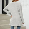 thumbnail image 4 of Youmylove Women 2024 Autumn Mid Long Cardigan Casual Long Sleeve Neck Knitted Sweater Cardigans With Pocket Open Front Breathable Daily Wear, 4 of 8