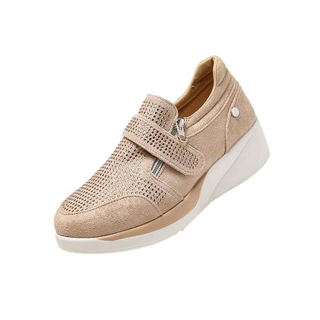 

Cglfd New European And American Rhinestone Suede Breathable Wedge Casual Shoes