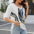 thumbnail image 5 of EHTMSAK Womens Golf Shirts 2024 Trendy V Neck Elbow Blouses Western Half Sleeve Fashion Lightweight Tunic Tops White M, 5 of 6