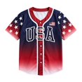 thumbnail image 4 of Unir Light Polyester Women 4th Of July Baseball Button Up Jersey, Patriotic USA Star Striped Short Sleeve Casual Shirt, Loose Summer Holiday Layering Outer Top, S-XXXXXL, True To Size, 4 of 4