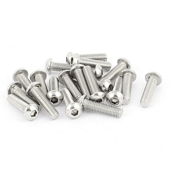 Unique Bargains 20 Pcs M8 x 30mm Silver Tone Stainless Steel Button Head Socket Cap Screw