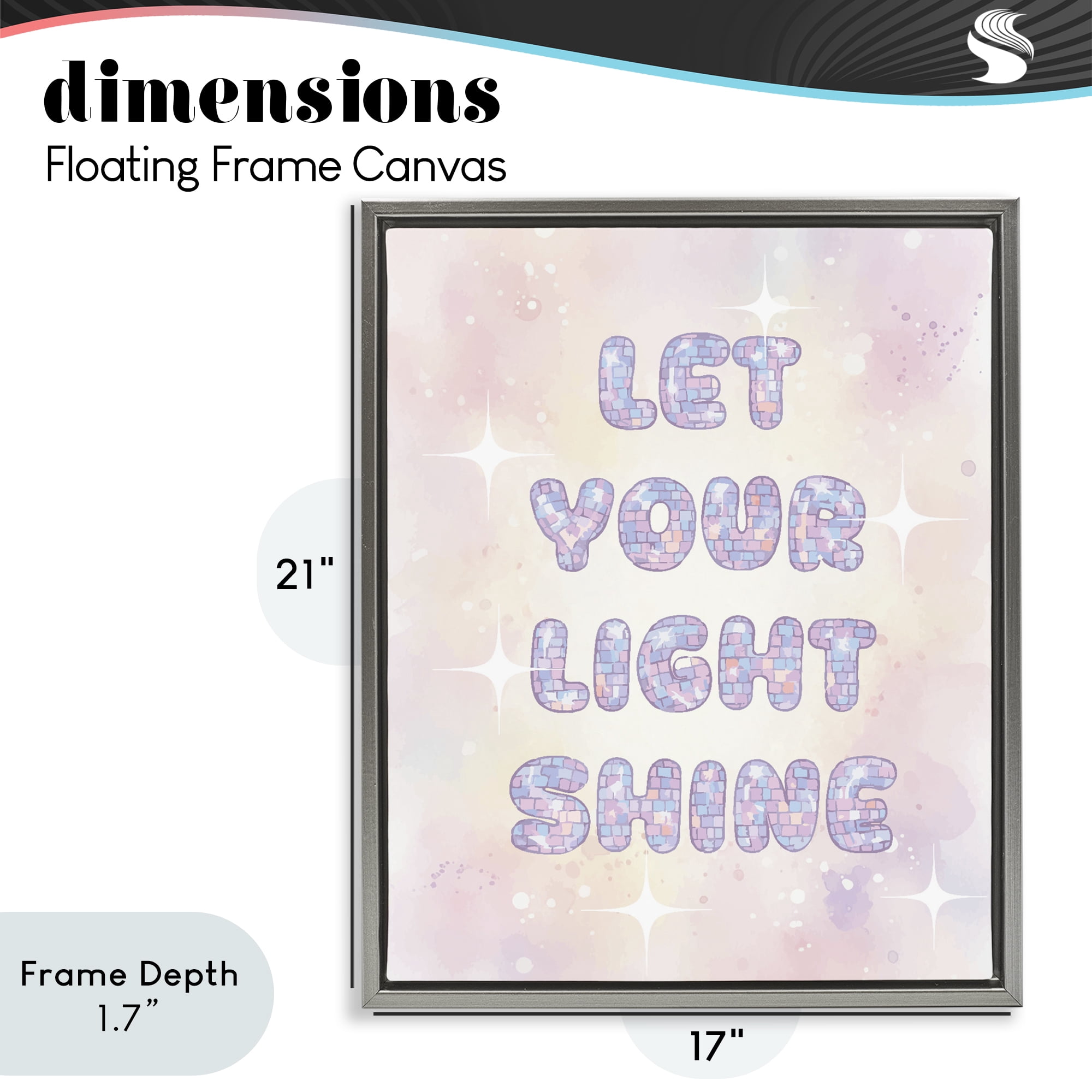 Stupell Industries Let Your Light Shine Pastels Gray Framed Floater Canvas Wall Art, design by Lil' Rue