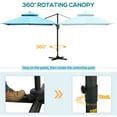 thumbnail image 4 of Outsunny Parasol Déporté de Patio 10 Pieds x 10 Pieds, Parasol Carré à Double Toit avec Rotation à 360°, 5 Angles d'Inclinaison Réglables, Housse de Parasol, Mât et Baleines en Aluminium, Bleu Pâle, 4 of 10