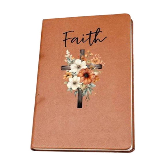VKLU Faith Prayer Journal for Women, Antique Rustic Leather Notebook with Floral Cross Design, Inspirational Gratitude Diary for Daily Devotion & Bible Study, Boxed Christian Gift