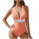 thumbnail image 2 of Traje de baño de bikini de verano para mujer, de color liso, con cojín en el pecho y sin soporte de acero, sin espalda, con tirantes, de nailon., 2 of 5