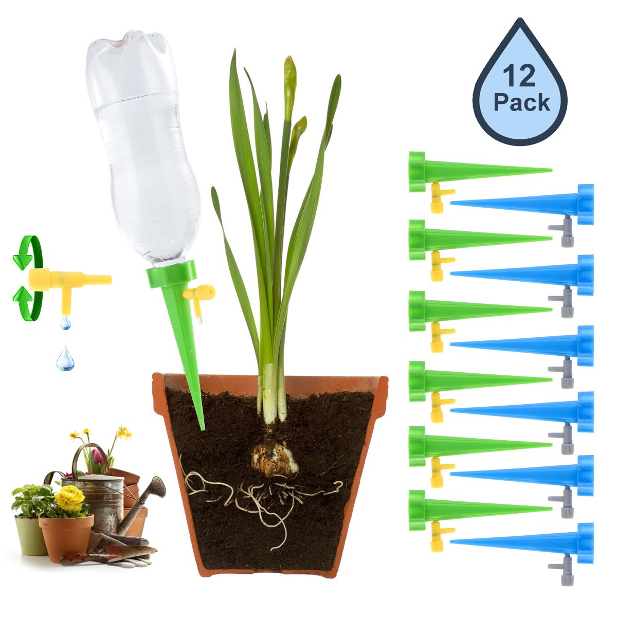 DESON 6PCS Globes d/’arrosage en Plastique Arrosoir Automatique des Plantes Vacances Distributeur Eau Plantes 2 semaines Pot Fleurs
