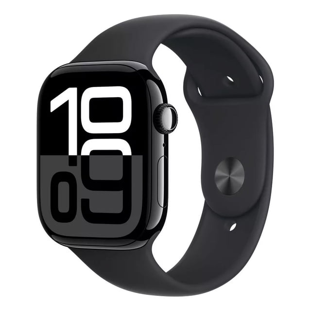 Apple Watch Series 10 GPS + Cellular • Caja de aluminio negro azabache de 46 mm • Correa deportiva negra - S/M - Distribuidor Autorizado