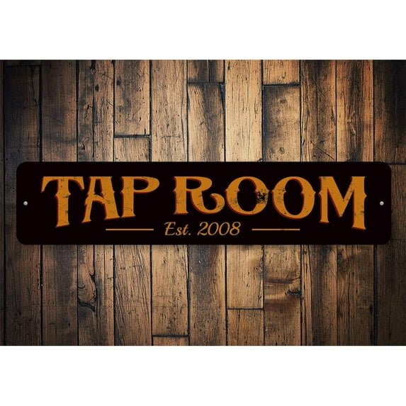 Tap Room Established Novelty Sign, Metal Wall Decor - 4x18 inches