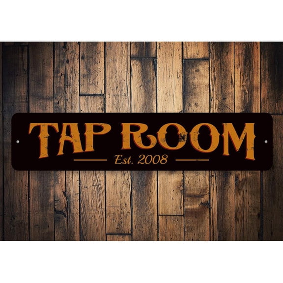 Tap Room Established Novelty Sign, Metal Wall Decor - 4x18 inches
