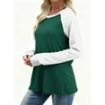 thumbnail image 7 of Women’s Long Sleeve Color Block Raglan T Shirt Casual Loose Fit Crew Neck Basic Top Fashion Fall Tee for Everyday Wear,Army Green,M, 7 of 7