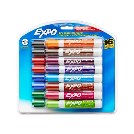 expo low odor dry erase markers chisel tip assorted colors 16