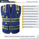 thumbnail image 3 of JKSafety Chaleco de seguridad azul de malla frontal con cremallera de alta visibilidad con 9 bolsillos | Azul con tiras altamente reflectantes de dos tonos | Estándares ANSI/ISEA (100-Azul M), 3 of 4