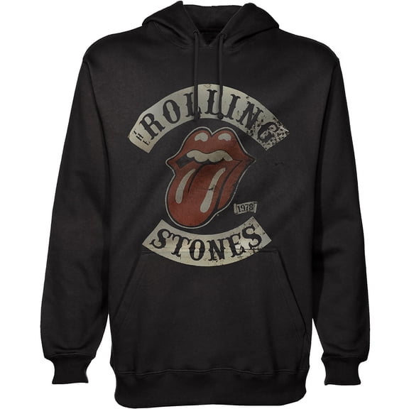 Rolling Stones Men's Tour 1978 Pullover Hoodie Black Small
