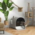 thumbnail image 2 of PawHut Cat Litter Box with Lid, Removable Tray, Scoop, Filter, Light Grey, 2 of 10