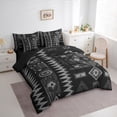 thumbnail image 4 of Manfei Tribal Aztec Abstract 7-Piece Twin Bedding Sets, Black Grey Triangle Bedding Comforter Set, Retro Western Bohemian Theme Reversible Sheet Sets, Microfiber Bedroom Decor, 4 of 8