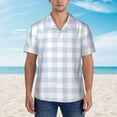 thumbnail image 4 of Lsque Blue Checkboard pattern Hawaiian Shirt for Men, Unisex Summer Beach Casual Short Sleeve Button Down Shirts-Small, 4 of 9