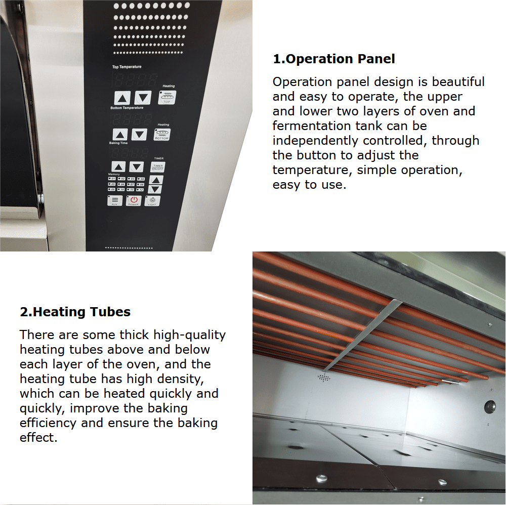 Triple Pizza Oven Machine Commercial with Fermentation Tank 4 Baking Sheets 8 Fermentation Sheets 220V 3PH