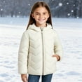 thumbnail image 2 of XUNKUSGA Girls Puffer Jacket 1-14 Years Solid Color Full Zip Up Quilted Jacket Winter Waterproof Girls Winter Coat Lightweight Warm Hooded Down Jacket with Pockets Beige, 2 of 7