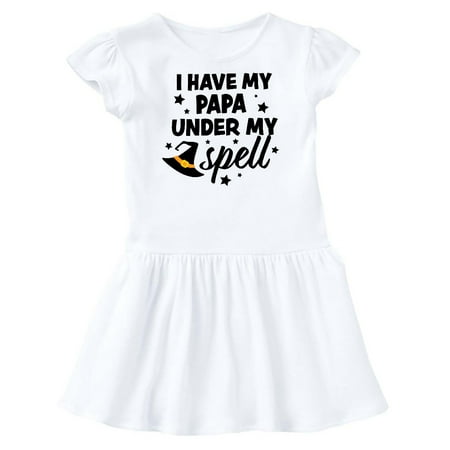 

Inktastic I Have My Papa Under My Spell with Cute Witch Hat Gift Toddler Girl Dress