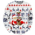 thumbnail image 4 of Chandail à Capuche Sans Capuche pour Hommes Hiver Chaud Col Rond Chandail Imprimé Flocon de Neige Père Noël Décontracté Confortable Doux, 4 of 4