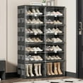 thumbnail image 4 of JEKO&JEKO 7-Tier Double Column Foldable Shoe Storage Rack with Magnetic Doors, Black, 4 of 6