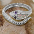 thumbnail image 4 of LBG British Made 9k White Gold Natural Opal & Amethyst Womens Band Ring - 33 size options - Size 10, 4 of 6
