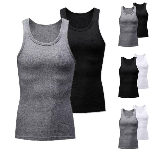 Penkiiy 2 Pack Camisetas de compresión atlética para hombres Entrenamiento sin mangas Tanque Top Sports Base Layer Running Basketball
