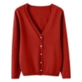 thumbnail image 5 of Nestiefly Womens Button Down Cardigan Sweater Casual Soft V Neck Work Sweaters Lightweight Knit Tops Fall Clothes Wine S, 5 of 6