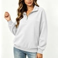 thumbnail image 4 of Women's Half Zip Pullover Sweatshirt Oversized Long Sleeve Mock Neck Casual Top with Collar Solid Color Relaxed Fit Fleece Jumper, 4 of 7