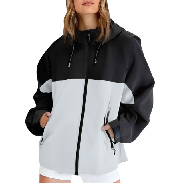 iHPH7 Imperméable Coupe-Vent Femme Randonnée Manteau de Pluie Femme Manteau de Pluie à Capuche Femme Manteau d'Extérieur Manteau de Pluie Léger Femme Manteau Coupe-Vent Femme Manteau à Fermeture Éclair Gris P