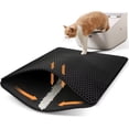thumbnail image 1 of Alfombrilla para arena para gatos, alfombrilla para atrapar arena para gatos, diseño de panal de abeja de doble capa, material a prueba de agua y orina, control de dispersión, menos residuos, 1 of 5