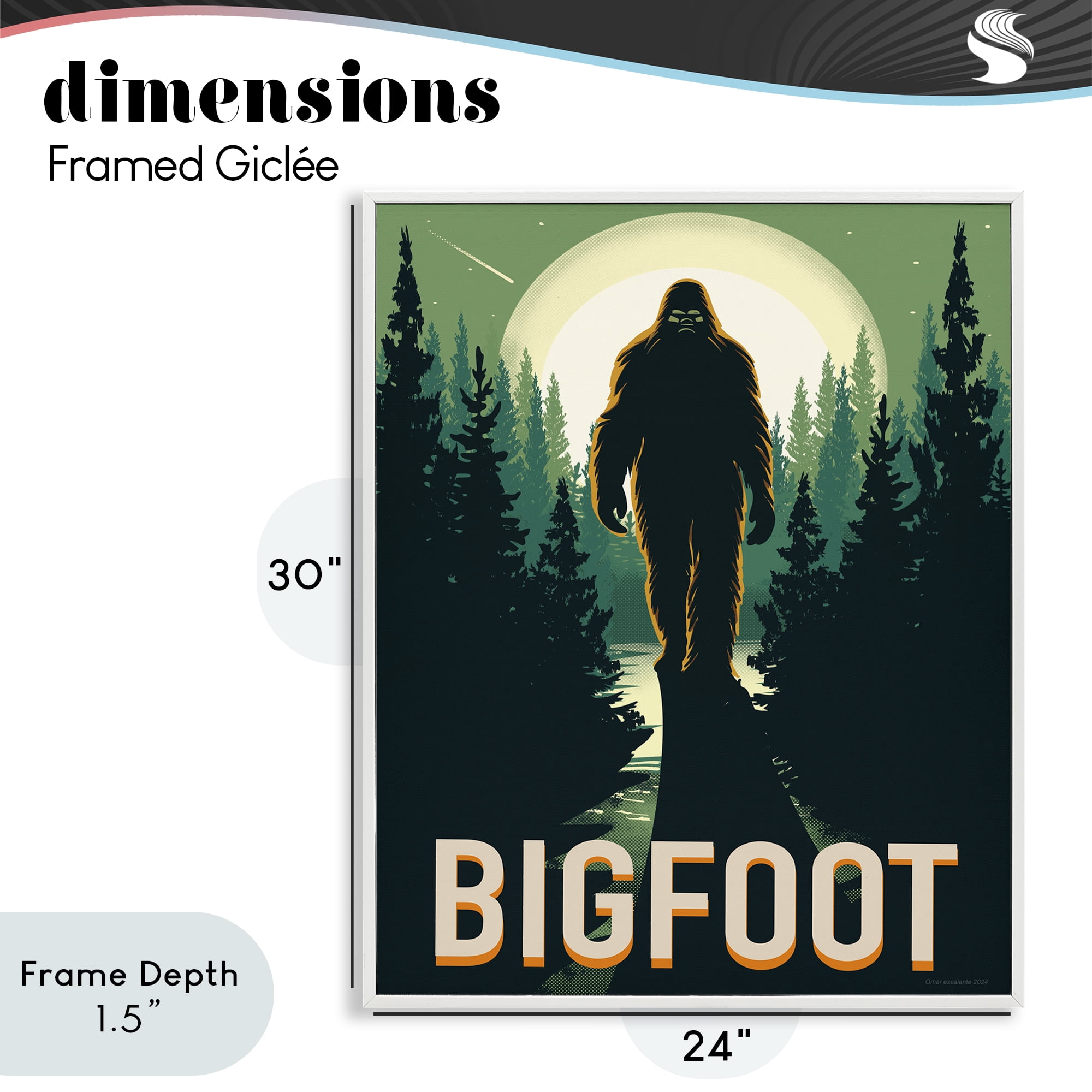 Stupell Industries Cryptid In The Woods White Framed Giclee Art, design by Omar Escalante