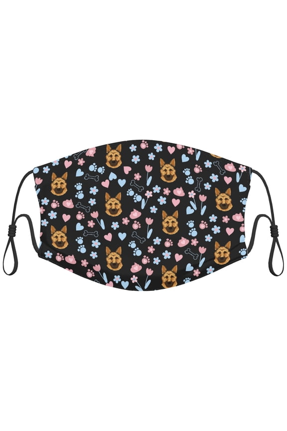 Cute German Shepherd Dog Graphic Printed Cloth Face Masks Reusable Washable Adjustable for Child (1 PCS)