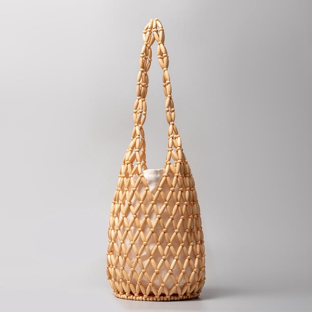 Zhuge Bolso de hombro tejido para mujer, bolso de mano tejido, bolso de mano tejido elegante para playa de verano, bolsos de hombro de 6,49 x 6,49 x 14,17 pulgadas (caqui)