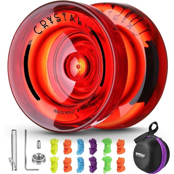 Magicyoyo Professional Responsive Yoyo K2 Crystal Red, Dual Purpose Plastic Yo-Yo for Kids Beginner