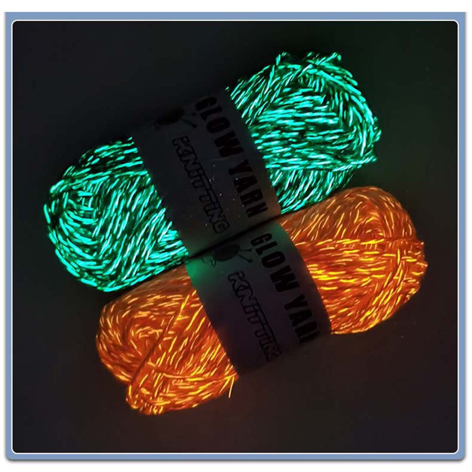 Weloille 2 Rolls Luminous Yarn Polyester Hand Knitted Glow in The Dark Yarn, Luminous Yarn for Hand Knitting Art DIY Craft 50 Meter