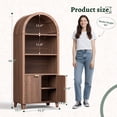 thumbnail image 6 of EnHomee 66.9" Tall 5-Tier Arched Wooden Bookcase with Fluted Doors & Adjustable Shelves, Storage Cabinet with Display Shelf for Office, Living Room, Kitchen,Walnut, 6 of 11
