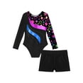 thumbnail image 6 of YEAHDOR Kids Girls 2Pcs Gymnastic Outfit Leopard Horse Print Leotard with Shorts for Dance Performance Star Black 8, 6 of 7