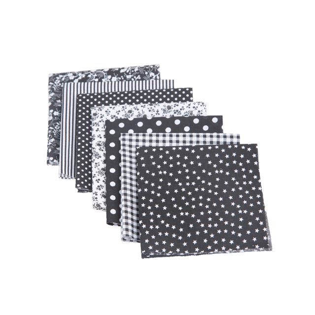 Wosthever Paquete de 7 piezas de tela de algodón puro para costura, manualidades, patrón surtido, tela con estampado Floral, accesorios de Artesanía Negro/50*50cm