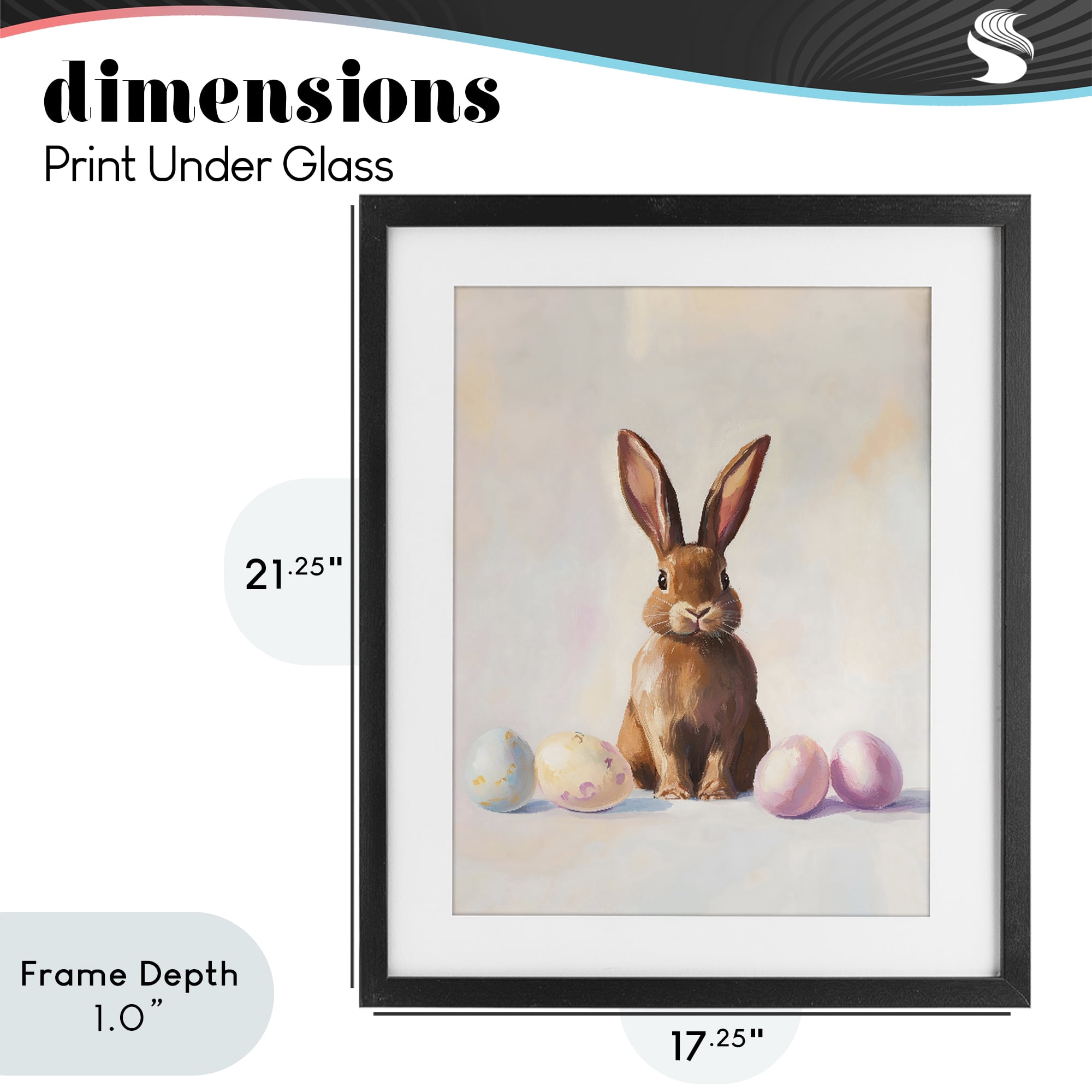 Stupell Industries Easter Bunny with Pastel Eggs Black Framed Print Under Glass, design by The Prints Vibe