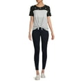 thumbnail image 2 of No Boundaries Juniors' Triple Stack T-Shirt with Tie Front, 2 of 5