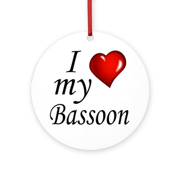 CafePress - I Love My Bassoon -  Round Wood Ornament 4"