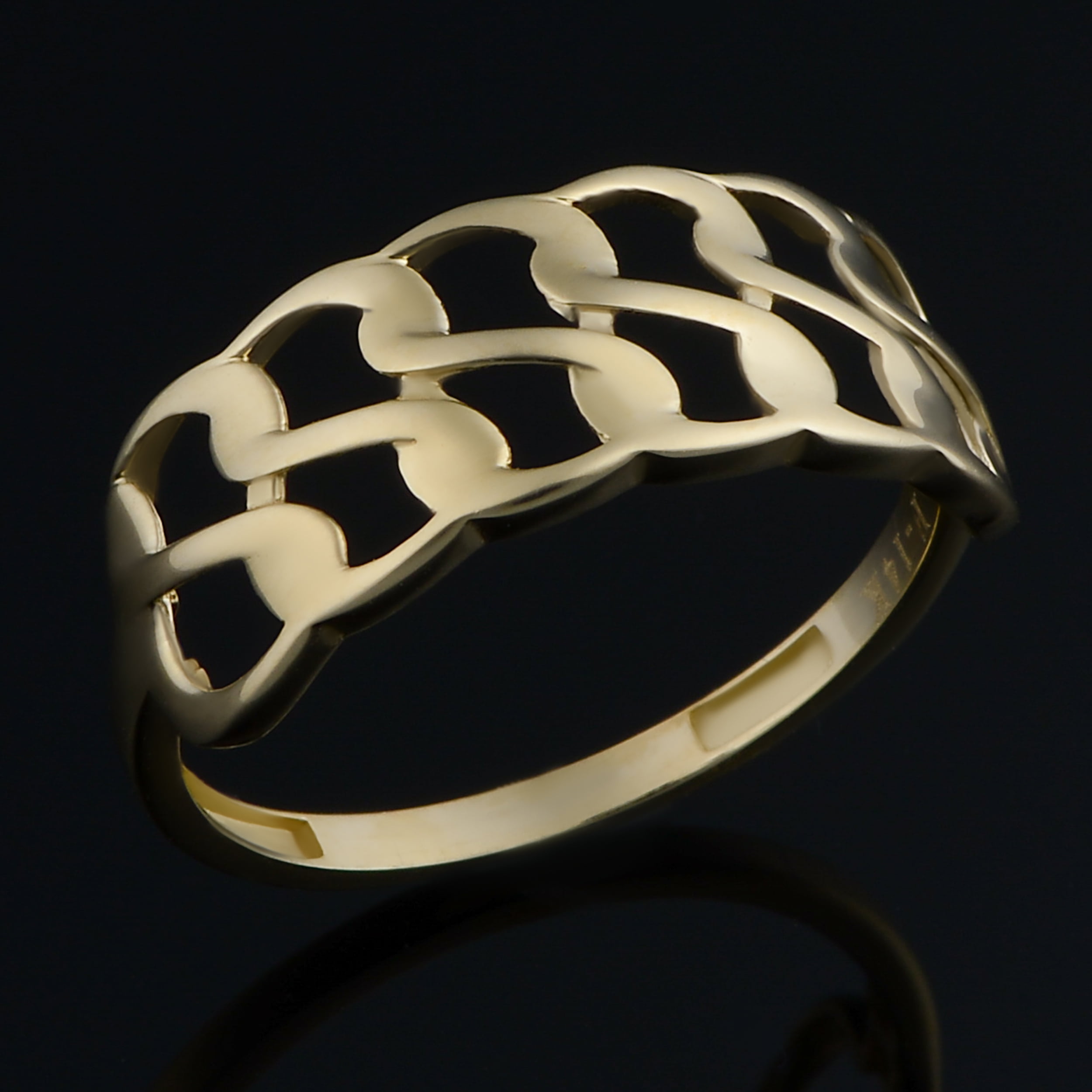 Kooljewelry 14k Yellow Gold Double Row Curb Link Ring - 7.9 Mm Wide Infinity Style Ring - View #6