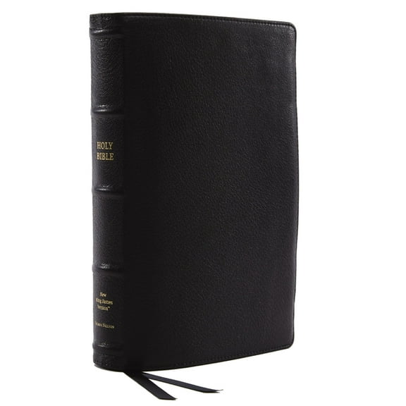 Nkjv, Reference Bible, Classic Verse-By-Verse, Center-Column, Premium Goatskin Leather, Black, Premier Collection, Red L, (Hardcover)