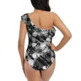 thumbnail image 5 of Gaeub Seamless Pattern With Skulls Women's One Shoulder Ruffle Tummy Control Swimwear for Swimming Surfing Beach Party - X-Large, 5 of 8