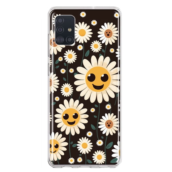 MUNDAZE Samsung Galaxy A51 Cute Smiley Face White Daisies Double Layer Phone Case Cover